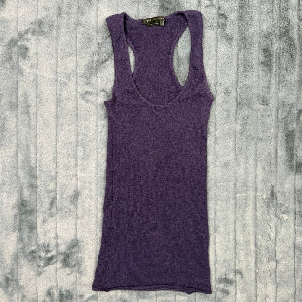 BCBGMAXAZRIA Women Purple Cashmere Blend Racerback Tank Top XS RN 80734
